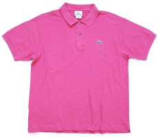画像1: 00s LACOSTEラコステ ワンポイント コットン 鹿の子 ポロシャツ ピンク 4★274 (1)