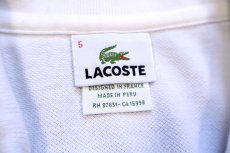 画像4: 00s LACOSTEラコステ ワンポイント コットン 鹿の子 ポロシャツ 白 5★264 (4)