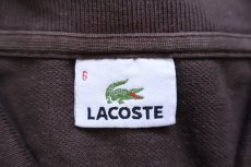 画像4: 90s LACOSTEラコステ ワンポイント コットン 鹿の子 ポロシャツ 焦げ茶 6★284 (4)