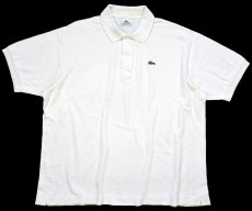 画像1: 00s LACOSTEラコステ ワンポイント コットン 鹿の子 ポロシャツ 白 7★265 (1)