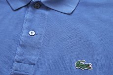 画像5: 90s LACOSTEラコステ ワンポイント コットン 鹿の子 ポロシャツ ブルーグレー 4★260 (5)