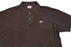 画像3: 90s LACOSTEラコステ ワンポイント コットン 鹿の子 ポロシャツ 焦げ茶 6★284 (3)