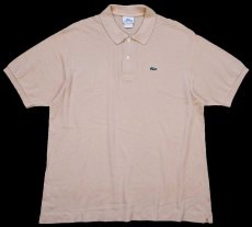 画像1: 00s LACOSTEラコステ ワンポイント コットン 鹿の子 ポロシャツ ベージュ 7★279 (1)