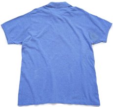 画像2: 80s LACOSTEラコステ ワンポイント コットン 鹿の子 ポロシャツ 杢ブルー 7★269 (2)