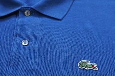 画像5: 90s LACOSTEラコステ ワンポイント コットン 鹿の子 ポロシャツ 濃青 6★261 (5)