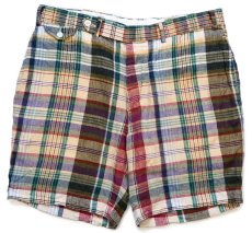画像1: 00s ポロ ラルフローレン India Madras マドラスチェック リネン ショートパンツ W36★ショーツ (1)