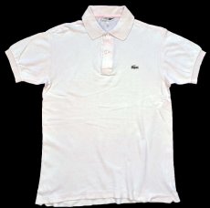画像1: 70s フランス製 CHEMISE LACOSTE ラコステ ワンポイント コットン 鹿の子 ポロシャツ 薄ピンク 3★267 (1)