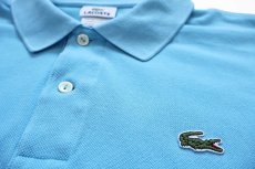 画像5: 00s LACOSTEラコステ ワンポイント コットン 鹿の子 ポロシャツ ライトブルー 7★286 (5)