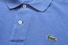 画像5: 80s LACOSTEラコステ ワンポイント コットン 鹿の子 ポロシャツ 杢ブルー 7★269 (5)