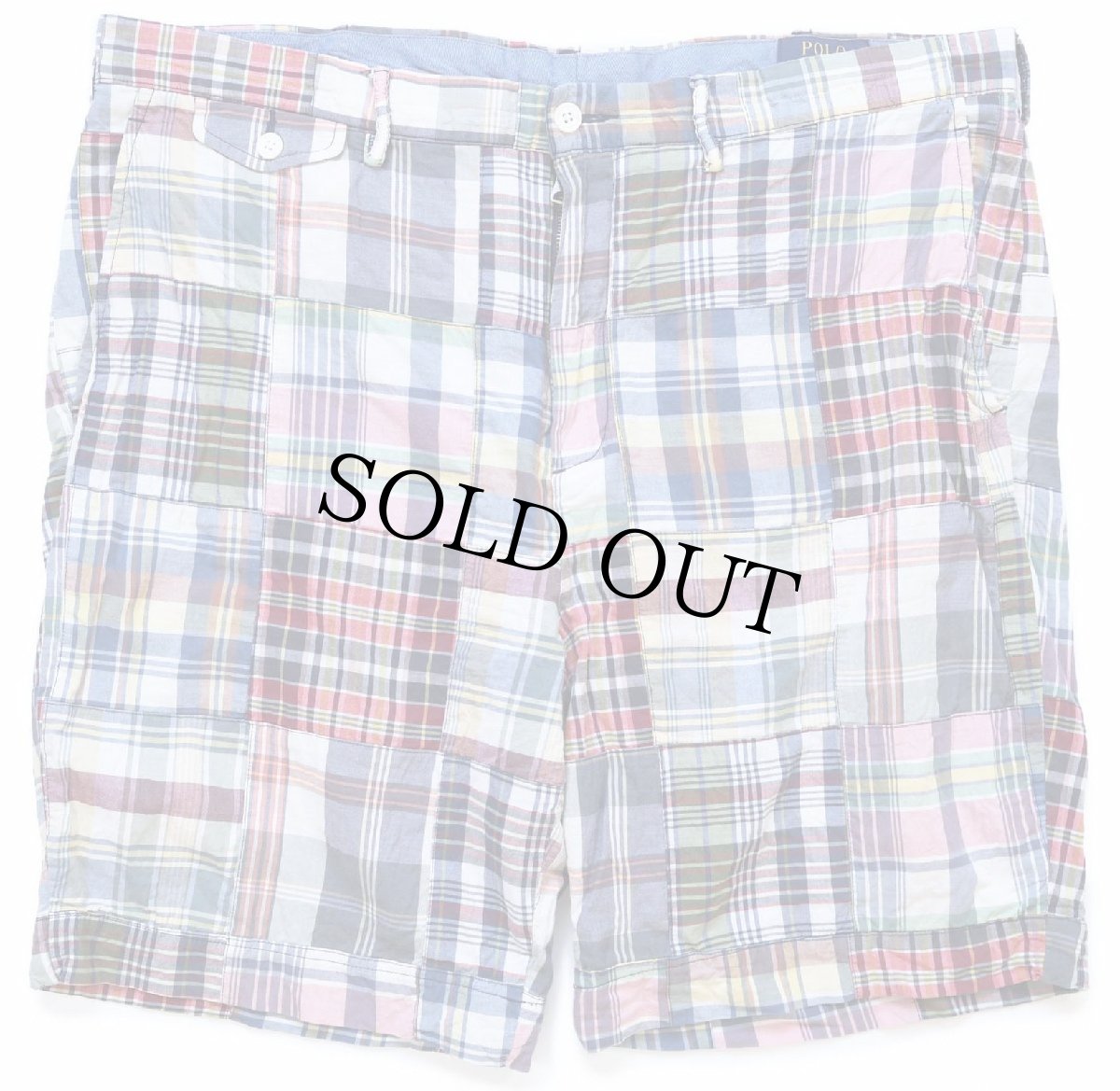 画像1: ポロ ラルフローレン CLASSIC FIT マドラスチェック パッチワーク コットン ショートパンツ W38★ショーツ (1)