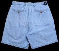 画像2: 90s nauticaノーティカ ツータック コットン シャンブレー ショートパンツ W32★ショーツ (2)