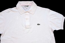 画像3: 70s フランス製 CHEMISE LACOSTE ラコステ ワンポイント コットン 鹿の子 ポロシャツ 薄ピンク 3★267 (3)