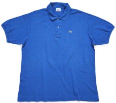 画像1: 90s LACOSTEラコステ ワンポイント コットン 鹿の子 ポロシャツ 濃青 6★261 (1)