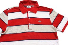画像3: 90s LACOSTEラコステ マルチボーダー コットン 鹿の子 ポロシャツ 5 (3)