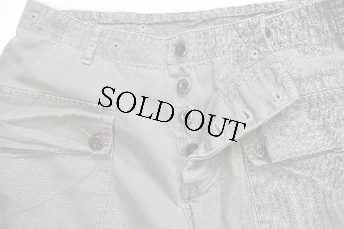 画像3: 00s ポロ ラルフローレン Shorts Drill Khaki ビンテージ加工 HBT ヘリンボーンツイル カットオフ カーゴ ショートパンツ W32★ショーツ (3)