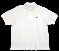 画像1: 00s LACOSTEラコステ ワンポイント コットン 鹿の子 ポロシャツ 白 5★264 (1)