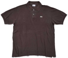 画像1: 90s LACOSTEラコステ ワンポイント コットン 鹿の子 ポロシャツ 焦げ茶 6★284 (1)