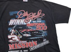 画像1: 90s USA製 NASCAR DAYTONA 500 Dale Earnhardt 両面プリント コットンTシャツ 黒 XL (1)