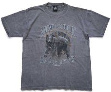 画像2: 90s USA製 ANIMAL REPUBLIC SURVIVAL GEAR BLACK BEAR ベア アート コットンTシャツ チャコールグレー L (2)