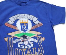 画像1: 90s USA製 MLB KANSAS CITY ROYALS コットンTシャツ 青 (1)