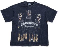 画像2: REPRESENTS MAN Thoroughbred ドーベルマン ドッグ アート ピグメントダイ Tシャツ 黒 L (2)