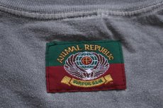 画像7: 90s USA製 ANIMAL REPUBLIC SURVIVAL GEAR BLACK BEAR ベア アート コットンTシャツ チャコールグレー L (7)
