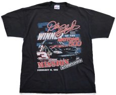 画像2: 90s USA製 NASCAR DAYTONA 500 Dale Earnhardt 両面プリント コットンTシャツ 黒 XL (2)