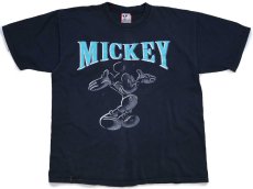 画像2: 90s USA製 Disneyディズニー MICKEY ミッキー マウス ブリーチ コットンTシャツ 黒 (2)