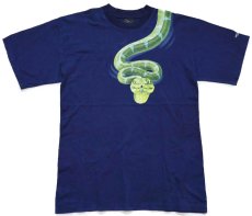画像2: オーストラリア製 MELBOURNE ZOO スネーク アート 両面プリント コットンTシャツ 紺 XXL★特大 (2)