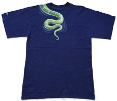 画像3: オーストラリア製 MELBOURNE ZOO スネーク アート 両面プリント コットンTシャツ 紺 XXL★特大 (3)