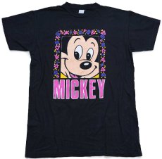 画像2: 90s ポルトガル製 DISNEYディズニー MICKEY ミッキー マウス アート コットンTシャツ 黒 XXL★特大 (2)