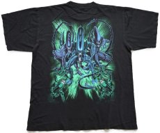 画像3: 90s ROCK EAGLE エイリアン ゼノモーフ 両面プリント コットンTシャツ 黒 L (3)