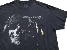 画像1: GOAT CREW CALL OF DUTY MODERN WARFARE 2 25 KILL STREAK! 両面プリント コットンTシャツ 黒 フェード L (1)