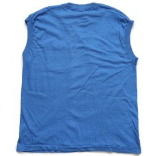 画像3: 90s USA製 FRUIT OF THE LOOM 無地 ノースリーブ コットン ポケットTシャツ 薄青 XL (3)