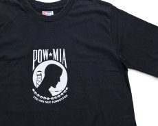 画像1: 90s USA製 POW MIA YOU ARE NOT FORGOTTEN ロゴ コットンTシャツ 黒 L (1)