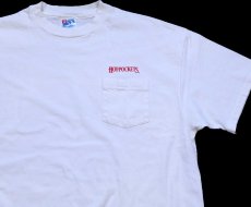 画像1: 90s USA製 Hanes HOT POCKETS ロゴ ポケット付き コットンTシャツ 生成り XL (1)