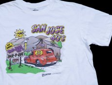画像1: 90s SAN JOSE 40's BAR-B-QUE Fordフォード HOTROD イラスト コットンTシャツ 白 L (1)