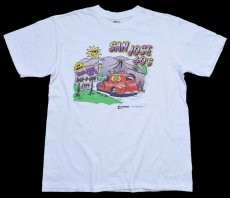 画像2: 90s SAN JOSE 40's BAR-B-QUE Fordフォード HOTROD イラスト コットンTシャツ 白 L (2)