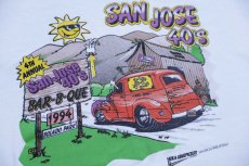 画像4: 90s SAN JOSE 40's BAR-B-QUE Fordフォード HOTROD イラスト コットンTシャツ 白 L (4)