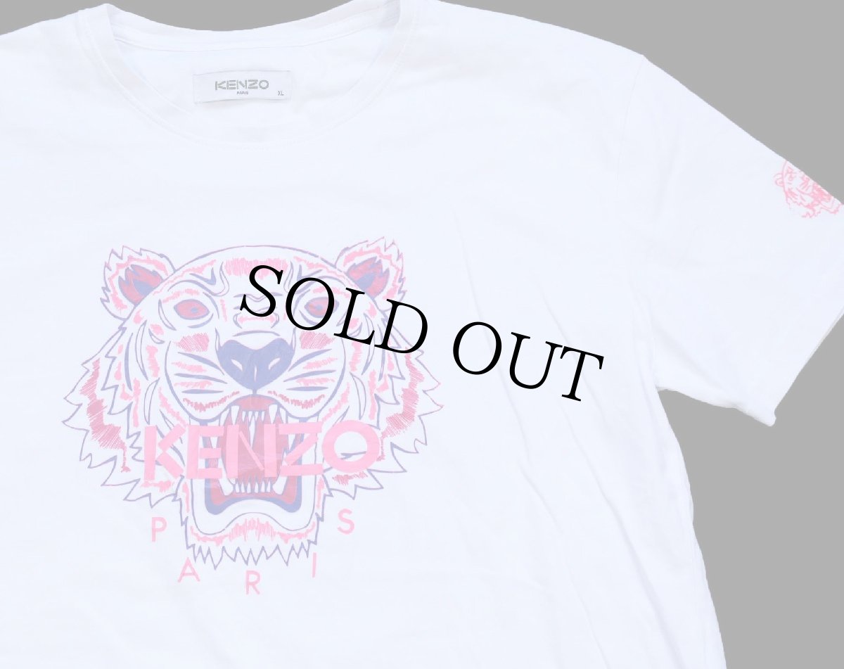 画像1: フランス製 KENZO PARIS ケンゾー タイガー ロゴ コットンTシャツ 白 XL★ユーロ (1)