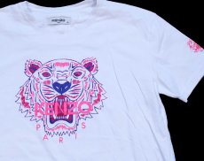 画像1: フランス製 KENZO PARIS ケンゾー タイガー ロゴ コットンTシャツ 白 XL★ユーロ (1)