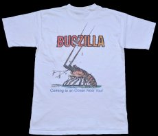 画像1: 90s USA製 SIGSBEE MARINA KEY WEST, FLORIDA BUGZILLA ロブスター イラスト ポケット付き コットンTシャツ 白 L (1)