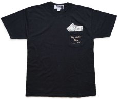 画像2: 90s USA製 My Lucky Shirt Delaware Park 100ドル紙幣 ポケット付き コットンTシャツ 黒 L (2)