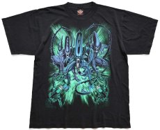 画像2: 90s ROCK EAGLE エイリアン ゼノモーフ 両面プリント コットンTシャツ 黒 L (2)