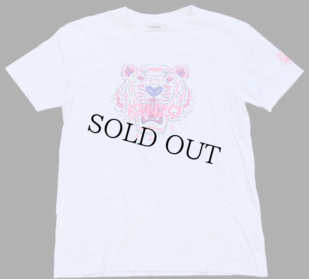 画像2: フランス製 KENZO PARIS ケンゾー タイガー ロゴ コットンTシャツ 白 XL★ユーロ (2)