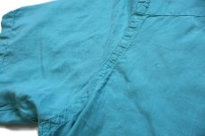 画像5: 00s ラルフローレン CLASSIC FIT ワンポイント ボタンダウン 半袖 リネン×シルクシャツ ターコイズ XXL★特大 (5)