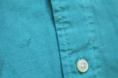画像6: 00s ラルフローレン CLASSIC FIT ワンポイント ボタンダウン 半袖 リネン×シルクシャツ ターコイズ XXL★特大 (6)