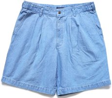 画像1: 00s DOCKERSドッカーズ ツータック コットン ダンガリー ショートパンツ W34★Levi'sリーバイス ショーツ (1)