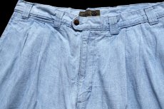 画像3: 90s DOCKERSドッカーズ well worn ツータック コットン ダンガリー ショートパンツ W34★Levi'sリーバイス ショーツ (3)