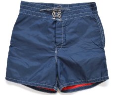 画像1: 90s USA製 BIRDWELL BEACH BRITCHES ナイロン ボードショーツ 紺 キッズ★ショートパンツ (1)